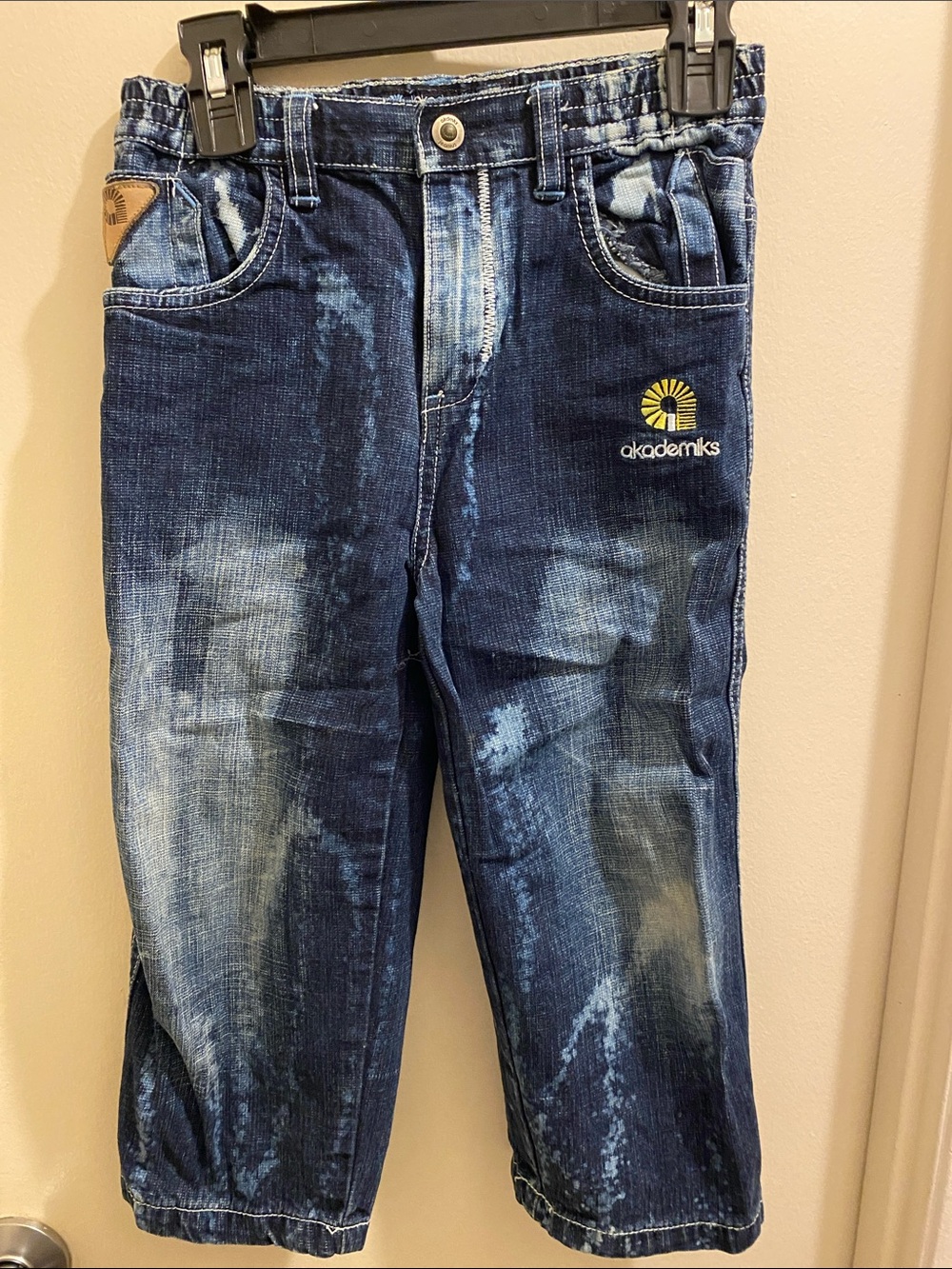 F) Akademiks Vintage Boys Dark Blue Washed Relaxed Jeans